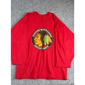 VTG 90s Chicago Blackhawks Hockey Signed CCM Shirt Mens M Long Sleeve Sportswear